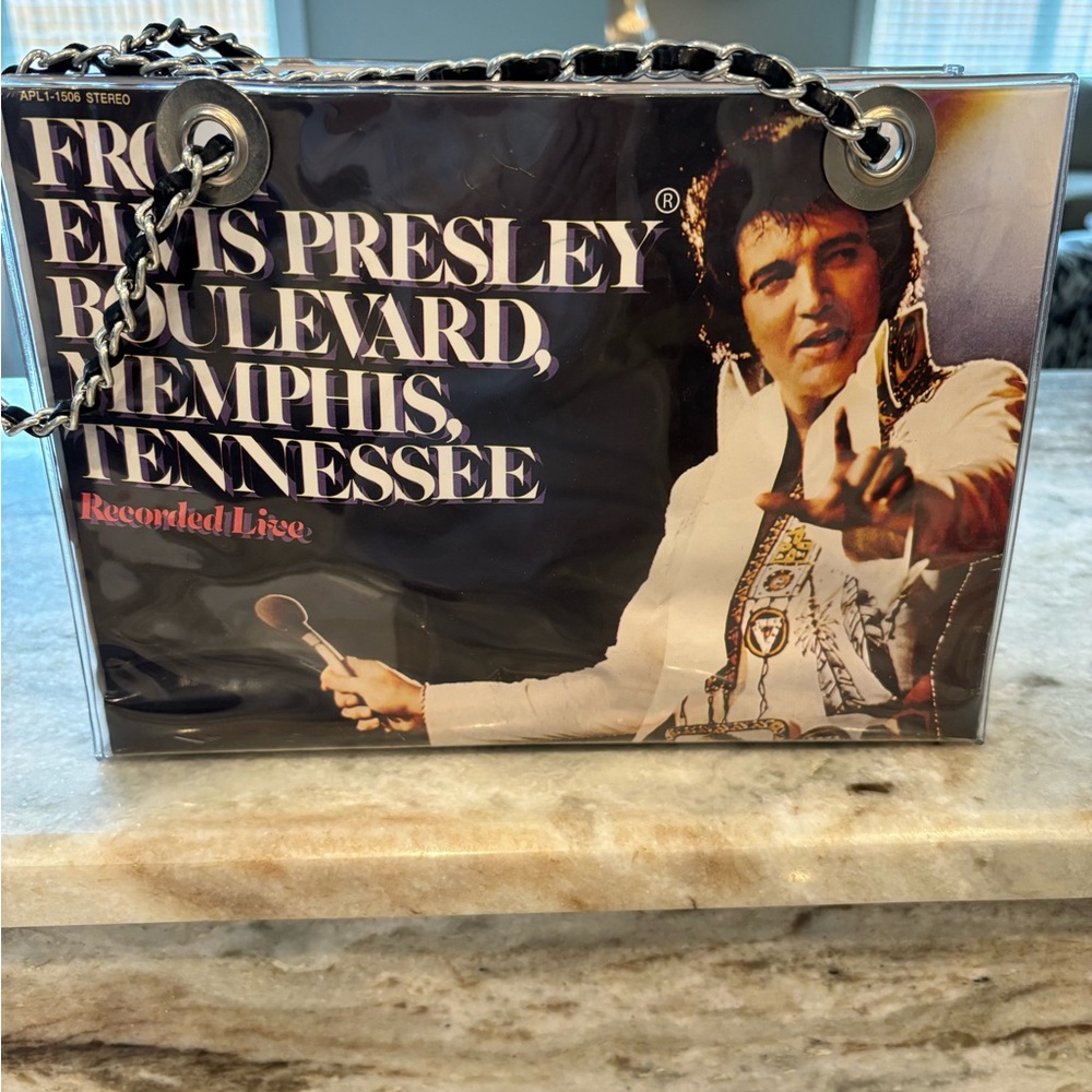 Vintage Elvis Presley Black and Silver Chain Bag.